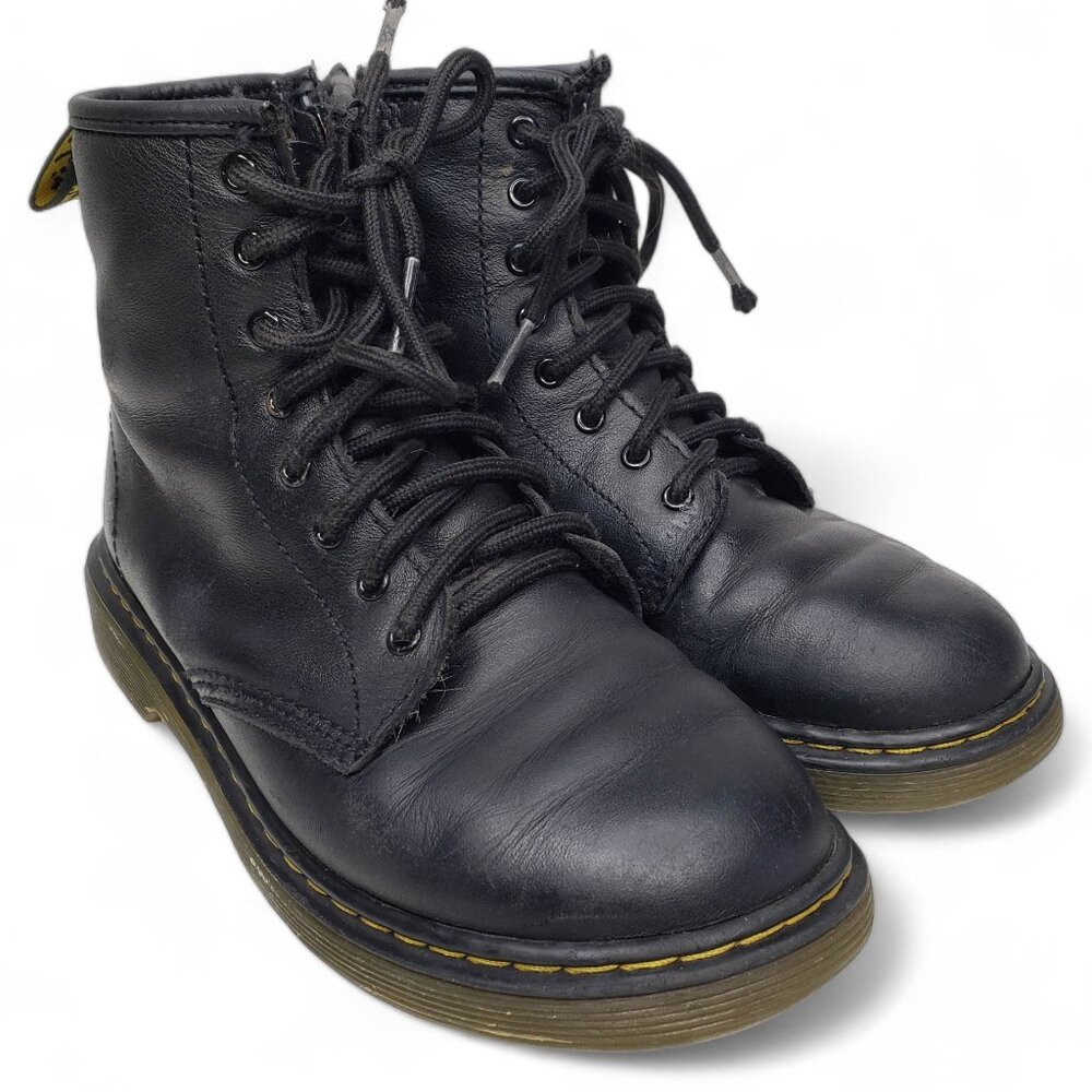 Dr. Martens Delaney Junior Black Leather Zipper Side Boots 3